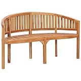 vidaXL Teak Massiv Bananenbank 3-Sitzer Gartenbank Sitzbank Holzbank Parkbank Affenbank...