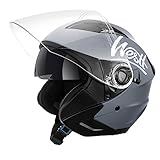 Westt Jethelm mit Visier und Sonnenblende Motorradhelm Herren Damen Rollerhelm Mopedhelm...
