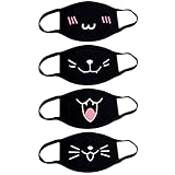 Fashionapple 4 Stück Mundschutz Anime Cartoon Maske Unisex Baumwolle Anti-Staub Mode...