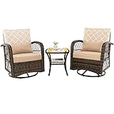 COSTWAY 3-teilig Rattan Gartenmöbel-Set, Balkonmöbel inkl. 2 Schaukelstühle &...