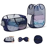WUFANC Pop Up Wäschekorb Faltbar 2 Stück (34*34*60cm/28*33*59cm) , Wäschekorb...