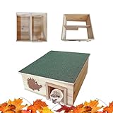 Igelhaus mit Dach / Holz Natur 37x37xm groß Bausatz, winterfest, Igelhütte mit Boden und...