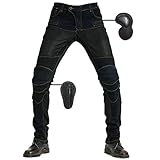 SHUOJIA Herren Damen Motorradhose Mit Protektoren Schutzauskleidung Motorradjeans Denim...