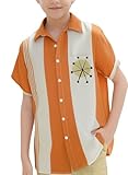 QIVICIMA Bowling-Shirts für Jungen, Farbblock, kurzärmelig, Button-Down-Shirt, Kinder,...