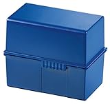 HAN Karteibox DIN A5 quer, für 450 Karten mit Stahlscharnier, blau