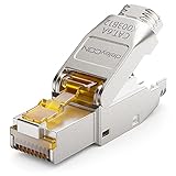 deleyCON 1x CAT 6a Netzwerkstecker RJ45 Werkzeuglos Geschirmt 10Gbit/s Netzwerk Stecker...
