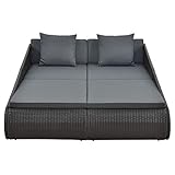 Juskys Polyrattan Sonnenliege Mykonos — XXL Outdoor Doppelliege mit Polster Kissen in...