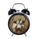 Kinderwecker, Retro, stille Zeiger, runde Zahlen, Doppelglocken, lauter Wecker, schwarze...