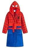 Marvel Bademantel Kinder Jungen Fleece, Spiderman Morgenmantel Kinder mit Kapuze...