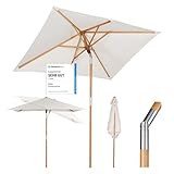 Sekey 200 × 150 cm Rechteckig Holz Sonnenschirm Marktschirm Gartenschirm...
