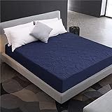 Gestepptes, wasserdichtes Spannbetttuch für Wasserbett, marineblau, einfarbig, bedruckt,...