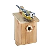 Relaxdays Nistkasten für Vögel, 28 mm Einflugloch, Vogelhaus zum Aufhängen,...