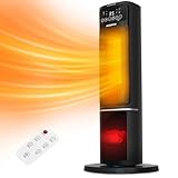 Aigostar - Heizlüfter mit Fernbedienung, LED Touch, Schnellheizer mit 3D Flamme, 2000W, 5...