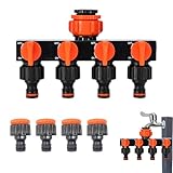 Ruayia Wasserverteiler 4 Fach, Wege-Schlauchverteiler mit 4 Ventilen,...