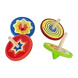 GICO Holz - Bunte Holzkreisel - Kinder Holz Kreisel Set mit 4 bunten Kreiseln H 5,5cm, D...