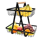 YOPEUC 2 Stockig Obstschale Etagere mit Holzgriff, Obstkorb Etagere Obst Etagere 2...