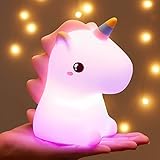 Einhorn Nachtlicht Kinder, 16 Farben Kawaii Nachtlicht Baby, LED Nachttischlampe...