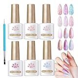 Nagelgel Politur, Nagellackgel - Glitzer -Nagellack | 6 Farben Glitzer Top Coat Fingernail...