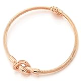 COOLSTEELANDBEYOND Roségoldener Kabelarmreif Armband Damen mit Liebesknoten...