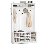 AOGLLATI Garderobenständer mit Schuhbank,Garderoben-Set mit 8 Doppelhaken &...