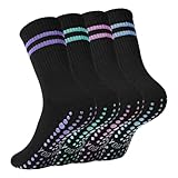 Newofview 4 Paar Rutschfeste Socken Damen,37-42 Stoppersocken Damen Yoga-Socken mit...