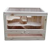 Melko Kleintierkäfig aus Holz, 60 x 35 x 42 cm, inklusive klappbarer Rampe, 5...