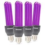 Beamz BUV27 Schwarzlicht Glühbirne 25W E27 – Set aus 4 Schwarzlicht Lampen – UV...