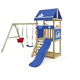 Wickey Spielturm DinkyHouse mit Schaukelanbau - Blaue Rutsche & Plane - Kinder...