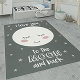Paco Home Kinderteppich, Kinderzimmer Teppich m. Stern, Mond u. Karo Motiven,...