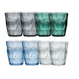 TIE-DailyNec 8 Stück Wassergläser Set aus Kunststoff, 220ml Unzerbrechliche...