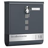 SONGMICS Briefkasten personalisiert, mit Namensschild, Hausnummernschild, Postkasten,...
