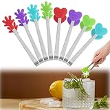 8 Stück Zuckerzange Klein, Gebäckzange mit Lustigen Silikon Händen und Herzdesign, Mini...