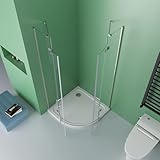 DOOLEEWEE 90x90cm Runddusche Duschkabine mit 4 - teiliger Drehtür - 193cm Höhe, aus 5 mm...