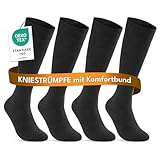sockenkauf24 Kniestrümpfe Herren Damen 39-42 Schwarz Baumwolle mit Komfortbund 22105 WP...