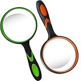 2PCS Lupe Groß 80mm, Handlupe 10X Echtglas-Lupe für Senioren Kinder, Weicher...