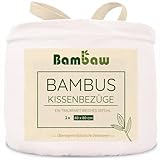 Kissenbezug Weiß 2er Set | Kissenbezug 40x80 cm | Bambus Kissenbezug |...