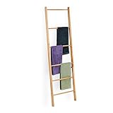 Relaxdays Handtuchleiter Holz, 6 Sprossen, Wäscheleiter Handtücher & Kleidung, HxB 170 x...