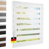 Doppelrollo Klemmfix ohne Bohren Weiß 100x140 cm [Stoffbreite 96cm] Duo Rollo...