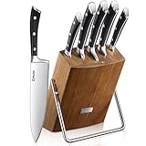 D.Perlla Messerblock Set, 6 teilig Messerset mit Holzblock, Kochmesser Set mit...