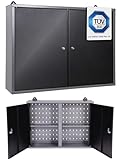 Ondis24 Werkstatt Hängeschrank Metall Werkzeugschrank abschließbar Grau Schwarz 80 cm -...