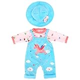ZWOOS Puppenkleidung für New Born Baby Doll, Einhornmuster Outfit mit Hut für Puppen...