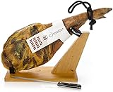 Serrano Schinken (Vorderschinken) Reserva + Schinkenhalter + Messer 4,5-5 Kg -...