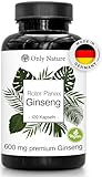 Only Nature® Ginseng 600 mg - Extra Hochdosiert (120 mg Ginsenoside) - 120 Kapseln - 100%...
