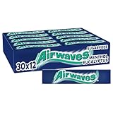 Airwaves Kaugummi | Menthol & Eucalyptus | Blau, zuckerfrei | 30 Packungen (30 x 12...