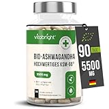 Ashwagandha KSM-66 | Bio Ashwagandha Kapseln Hochdosiert 5500mg | 3 Monate - 1 Pro Tag |...