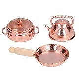 Fictory 3-teiliges Puppenhaus-Miniatur-Bratpfannen-Set, realistisches Küchenkochset,...