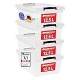 ATHLON TOOLS 4x 12.5 L Aufbewahrungsboxen mit Deckel, lebensmittelecht - Verschlussclips -...
