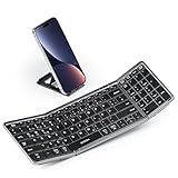 seenda Faltbare Bluetooth Tastatur mit Nummernblock und Handyhalterung, Aufladbare...
