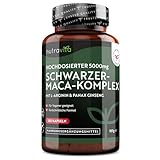 Maca Kapseln schwarz - Hochdosiert mit 5000mg - 180 vegane Kapseln - Zusätzlich mit Panax...