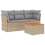 vidaXL Garten Sofagarnitur mit Kissen 4-TLG., Gartenmöbel Gartengarnitur,...